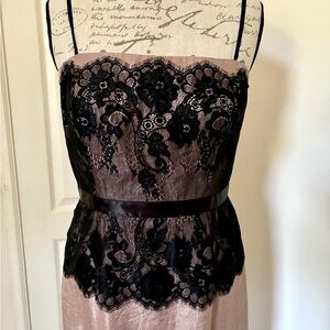 Adrianna Papell Occasions Black and Pink Midi Cocktail Dress